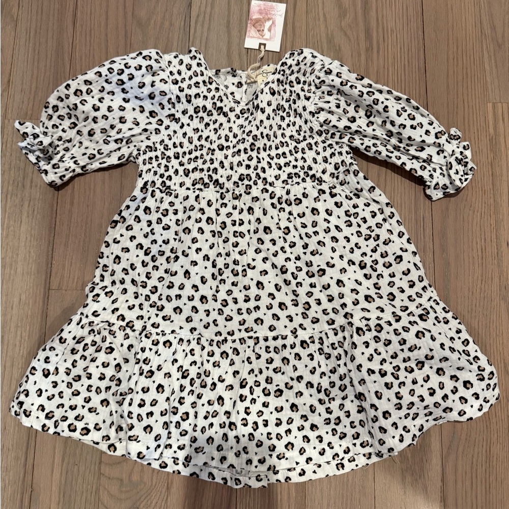Leopard print Jessica Simpson girls dress 3/4 sleeve size 4T